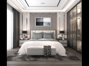 modern bedroom interior scene Modelo 3D