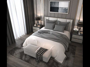 modern bedroom interior scene 3D Model