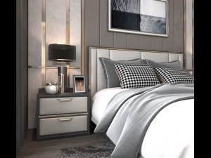 modern bedroom interior scene 3D Model