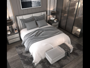 modern bedroom interior scene 3D Модель