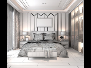modern bedroom interior scene 3D Модель