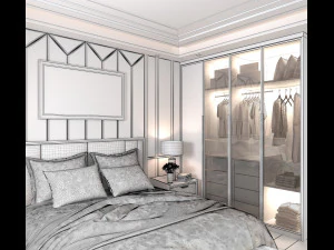 modern bedroom interior scene 3D Model