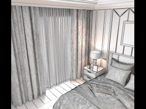 modern bedroom interior scene 3D Model
