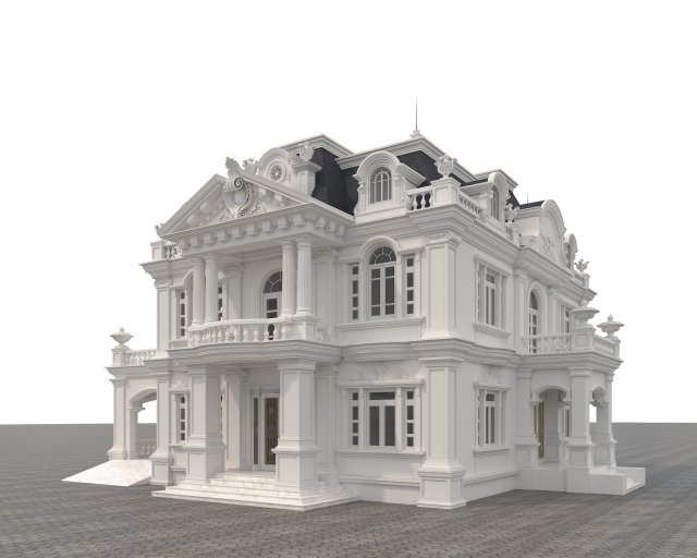 classic villa 4 3D Model .c4d .max .obj .3ds .fbx .stl .blend