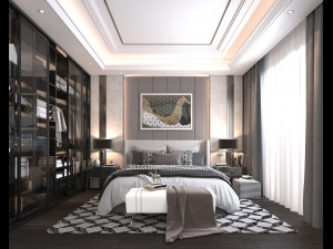 modern bedroom interior scene 2 Modèle 3D