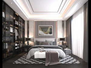 nowoczesna scena wnętrza sypialni 2 Model 3D