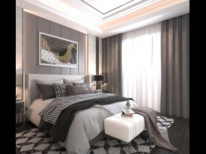 modern bedroom interior scene 2 3D Model