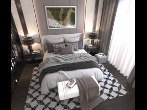 modern bedroom interior scene 2 3D 模型