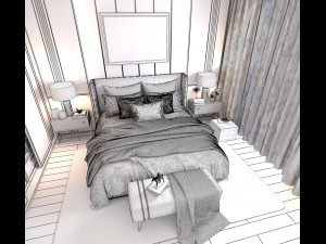 modern bedroom interior scene 2 3D 模型