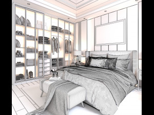 modern bedroom interior scene 2 3D 模型