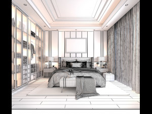modern bedroom interior scene 2 3D 模型