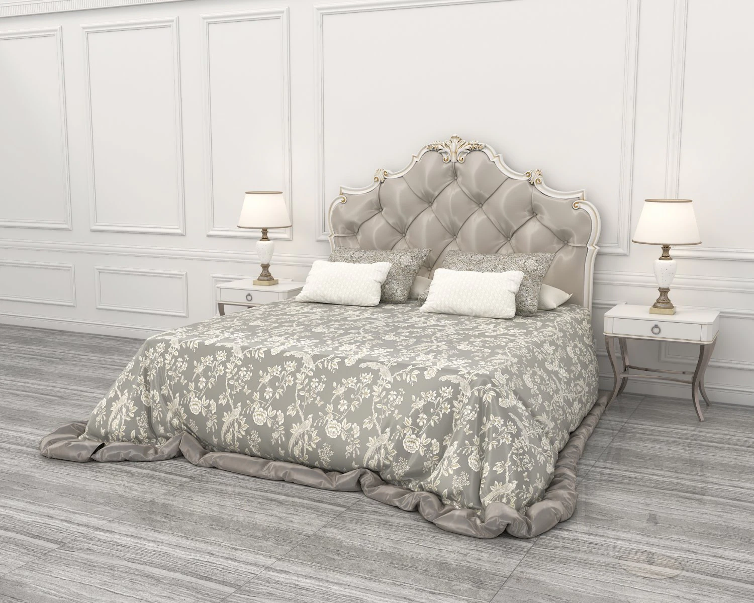 neoclassical style bed 3D Model .c4d .max .obj .3ds .fbx .stl .blend 
