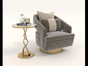 contemporary chair and coffee table 3D Model