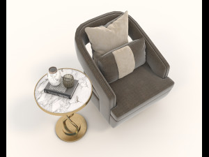 contemporary chair and coffee table 3D Model