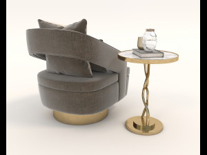 contemporary chair and coffee table 3D Model