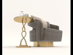 contemporary chair and coffee table 3D Model