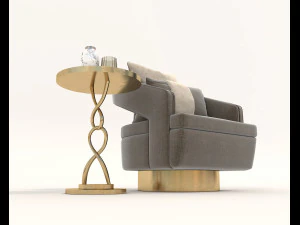 contemporary chair and coffee table 3D Model