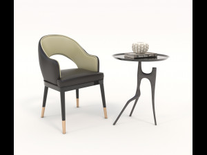 contemporary chair and coffee table 2 3D 模型