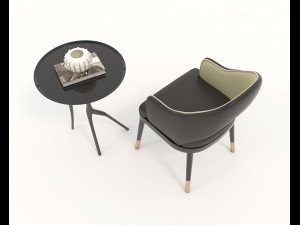 contemporary chair and coffee table 2 3D मॉडल