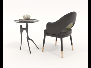 contemporary chair and coffee table 2 3D मॉडल