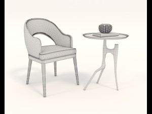 contemporary chair and coffee table 2 3D मॉडल