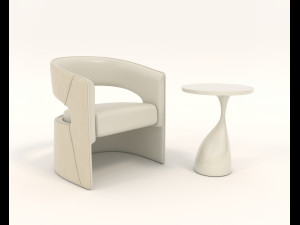 contemporary chair and coffee table 3 3D Model