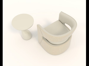 contemporary chair and coffee table 3 3D-Modell