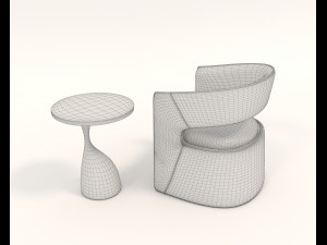 contemporary chair and coffee table 3 3D-Modell
