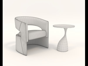 contemporary chair and coffee table 3 3D-Modell