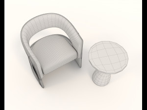 contemporary chair and coffee table 3 3D-Modell