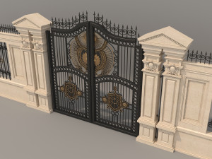 classic mansion gate 3 Model 3D
