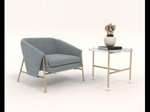 contemporary chair and coffee table 4 Modelo 3D