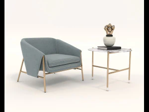 moderner Stuhl und Couchtisch 4 3D Modell