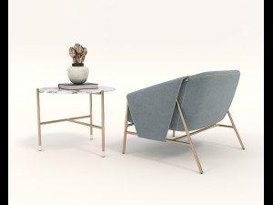contemporary chair and coffee table 4 Model 3D