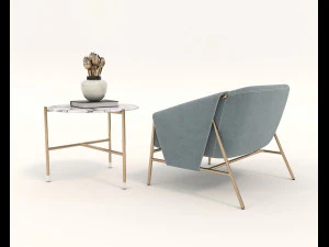 contemporary chair and coffee table 4 3D Model