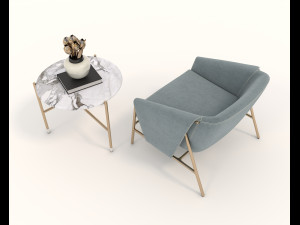 contemporary chair and coffee table 4 Model 3D
