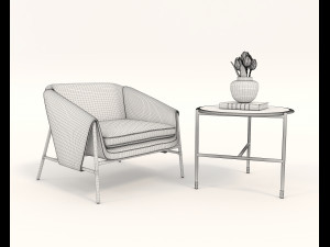 contemporary chair and coffee table 4 Model 3D