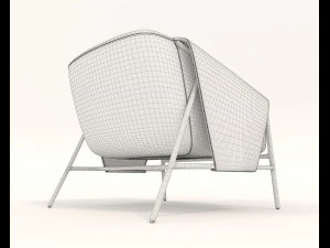 contemporary chair and coffee table 4 3D Model