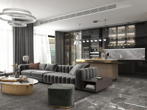 living room and kitchen scene Modèle 3D