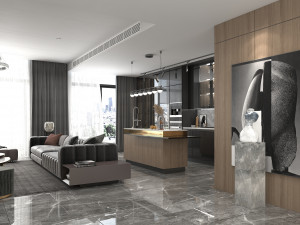 living room and kitchen scene Modèle 3D