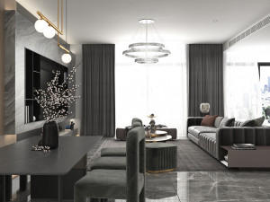living room and kitchen scene Modèle 3D