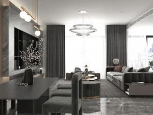 living room and kitchen scene 3D Model