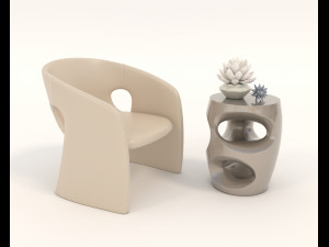contemporary chair and coffee table 5 3D Model