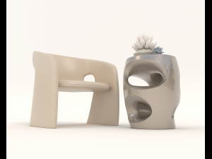 contemporary chair and coffee table 5 3D Модель