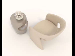 contemporary chair and coffee table 5 3D Модель