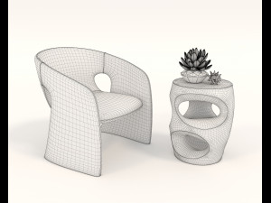 contemporary chair and coffee table 5 3D Модель