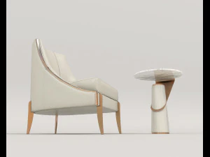 coffee table and chairs 8 3D Model