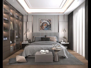 nowoczesna scena wnętrza sypialni 3 Model 3D