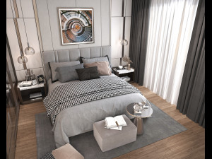 modern bedroom interior scene 3 3D Модель