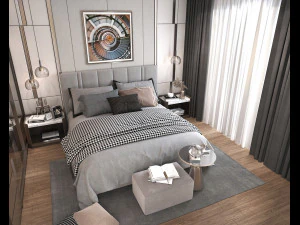 modern bedroom interior scene 3 3D Model